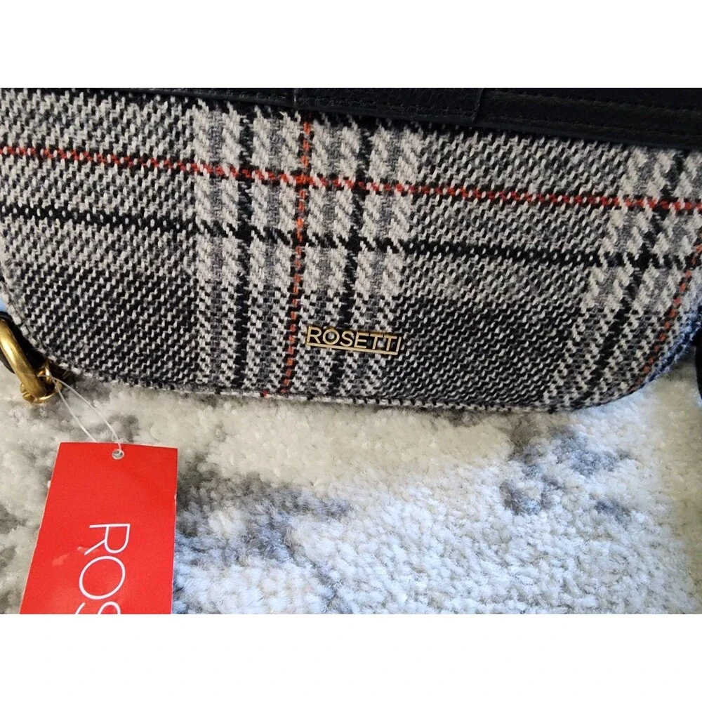 NEW Rosetti HUDSON Plaid Crossbody Bag Buckle Inner Pockets Women - Picture 3 of 5
